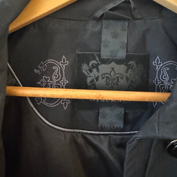 MACKAGE black trench peacoat with bell sleeve leather detail size Medium - Picture 13 of 16